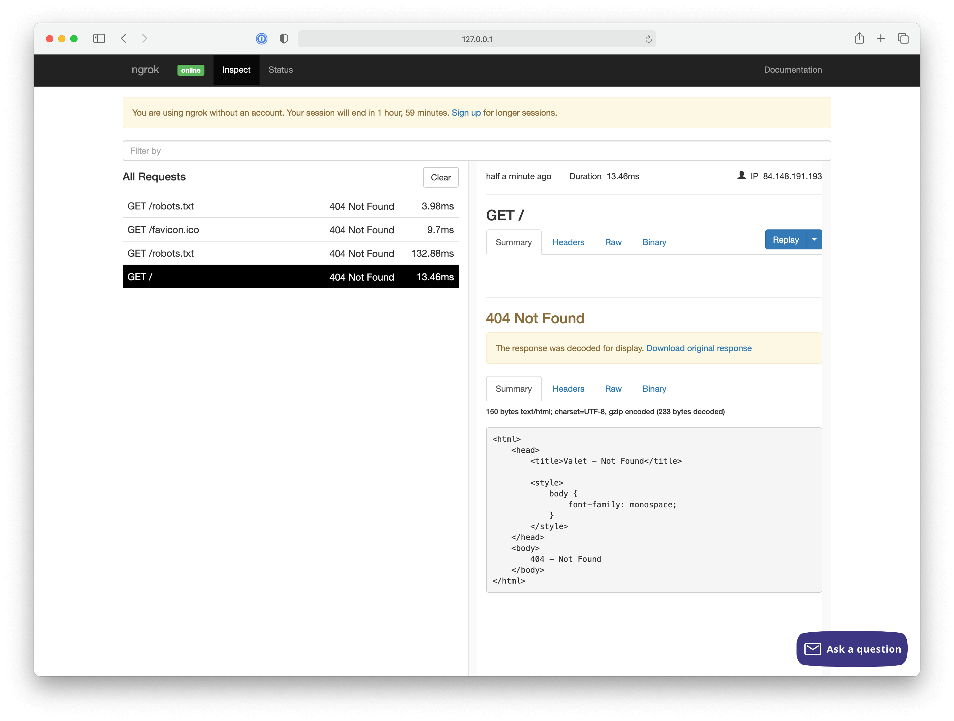 ngrok dashboard