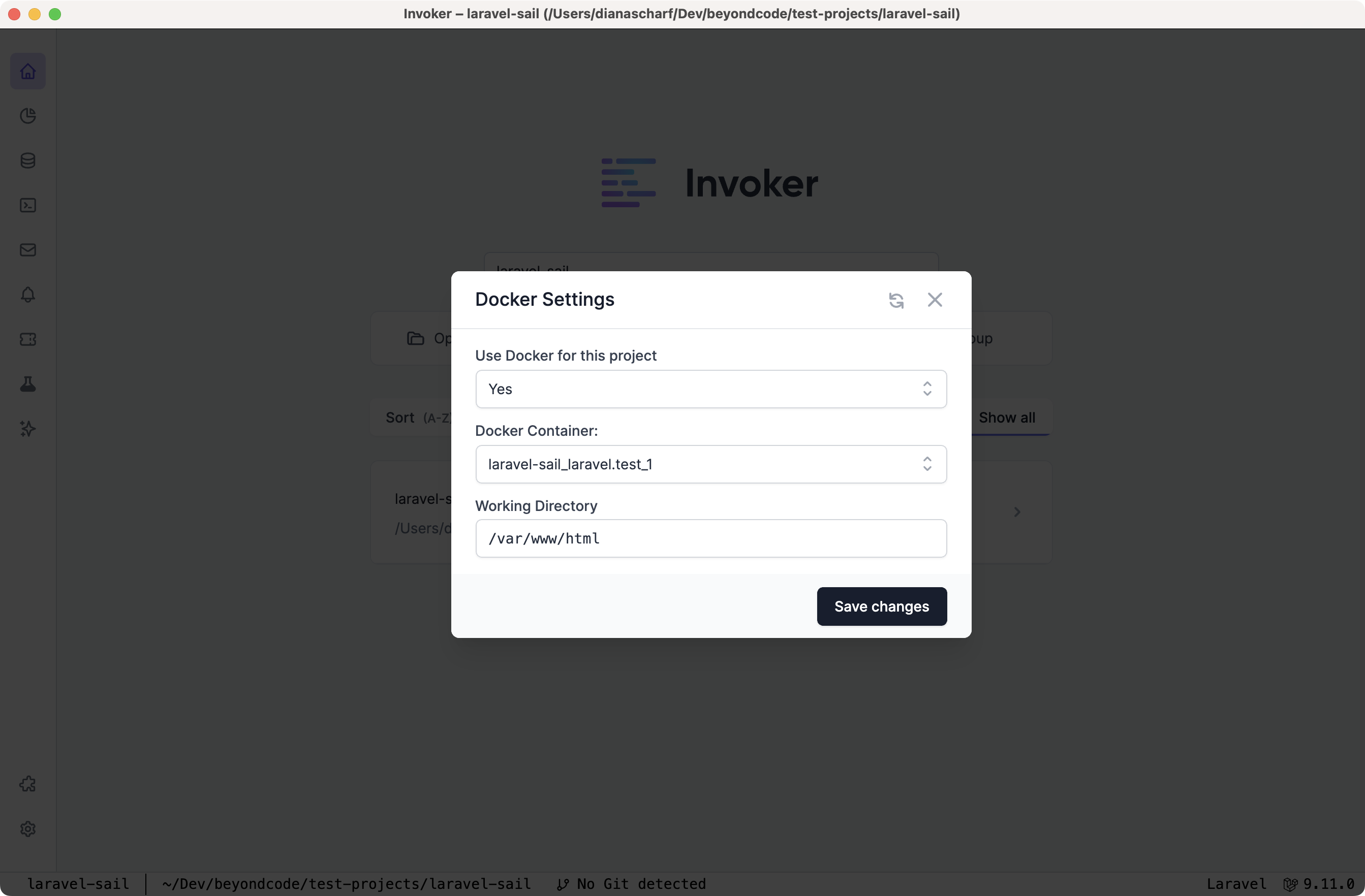 Docker settings for Invoker